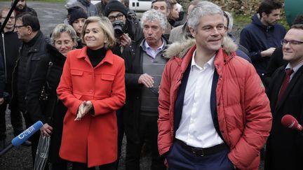 La présidente de la région Ile-de-France, Valérie Pécresse, et le président du parti Les Républicains, Laurent Wauquiez, le 31 janvier 2018 à sagy (Val d'Oise). (THOMAS SAMSON / AFP)