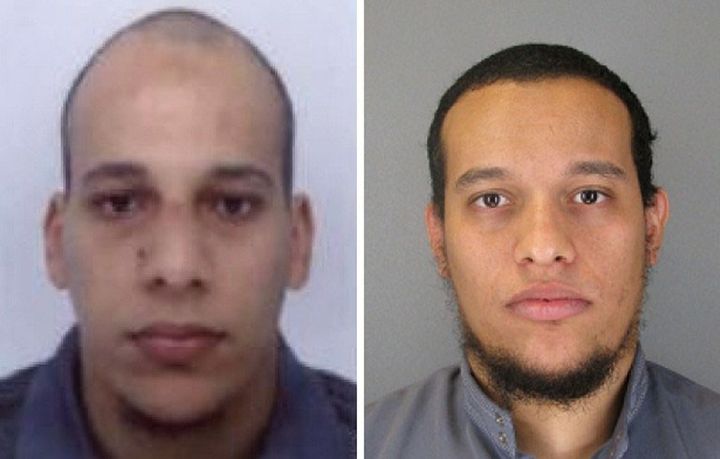 Les suspects recherché dans l'attentat contre la rédaction de Charlie Hebdo à Paris le 7 janvier 2015 : Cherif Kouachi (G), aged 32, et son frère Said Kouachi (D), aged 34
 (AFP PHOTO / FRENCH POLICE)