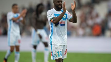 Lassana Diarra sous le maillot marseillais. (BERTRAND LANGLOIS / AFP)