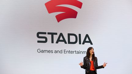 Jade Raymond, la directrice de Stadia Games &amp; Entertainment, présente le studio de production lors d'une conférence le 18 mars 2019 à San Francisco, aux Etats-Unis. (JUSTIN SULLIVAN / GETTY IMAGES NORTH AMERICA)