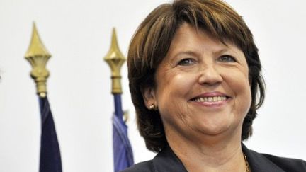 Martine Aubry en campagne à Guéret (Creuse), le 11 octobre 2011 (AFP)