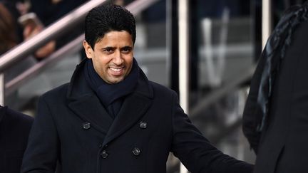 Le patron du PSG&nbsp;Nasser Al-Khelaïfi au Parc des princes, à Paris, le 29 novembre 2017. (FRANCK FIFE / AFP)