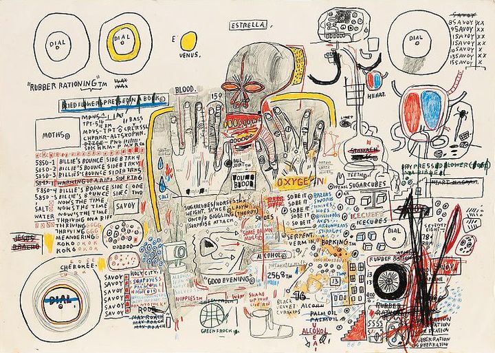 Untitled (Estrella) de Jean-Michel Basquiat.  1985, graphite and colored pencil on paper (74,9 x 105,7 cm)
 (The Schorr Family Collection, Art Ⓒ The Estate of Jean-Michel Basquiat / ADAGP, Paris / ARS, New York 2014)