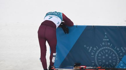 Le&nbsp;skieur russe Alexander Bolshunov aux Jeux olympiques de Pyeongchang (Corée du sud), le 24 février 2018. (FRANCK FIFE / AFP)