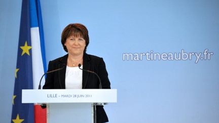 Martine Aubry annonce sa candidature à l'élection présidentielle à Lille le 28 juin 2011 (AFP PHOTO / PHILIPPE HUGUEN)