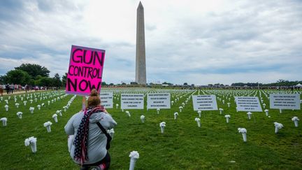 Une manifestation pour le contrôle des armes à feu, le 11 juin 2022, à Washington (Etats-Unis). (JOHN NACION / NURPHOTO / AFP)