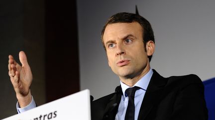 Emmanuel Macron, candidat à l'élection présidentielle, le 17 février 2017 lors d'un meeting à Carpentras (Vaucluse). (FRANCK PENNANT / AFP)