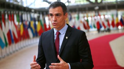 Pedro Sanchez, le 20 juillet 2020, lors d'un sommet européen à Bruxelles.&nbsp; (FRANCISCO SECO / AFP)