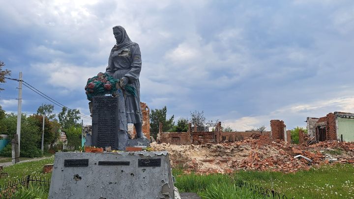 Prudyanka, in Kharkiv oblast, was on the front line in 2022. (VIRGINIE PIRONON / FRANCEINFO)