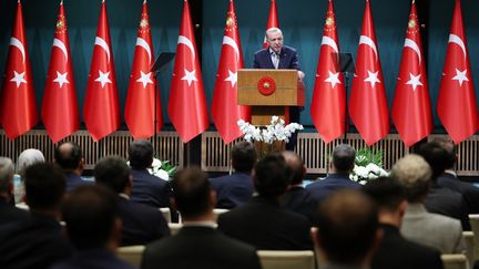 Le président de la Turquie, Recep Tayyip Erdogan, à Ankara (Turquie), le 16 avril 2024. (PRESIDENCE TURQUE / ANADOLU / AFP)