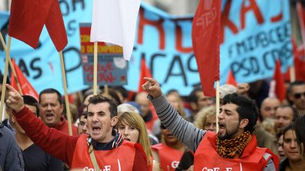 Manifestation anti-aust&eacute;rit&eacute; &agrave; Lisbonne (Portugal), le 14 novembre 2012. (MIGUEL RIOPA / AFP)