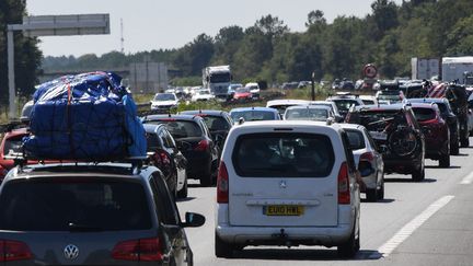 Des voitures sur l'autoroute A63, en Gironde, près de Bordeaux, le 3 août 2019. (MEHDI FEDOUACH / AFP)