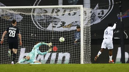 Jonathan David during the Europa Conference League First Stage Round of 16 match between Lille and Sturm Graz at the Merkur Arena on March 7, 2024 in Graz (Austria).  (ERWIN SCHERIAU/AFP)