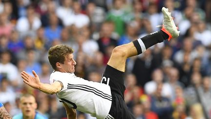 L'attaquant allemand Thomas Müller lors du huitième de finale de l'Euro contre la Slovaquie, le 26 juin 2016, au stade Pierre-Mauroy de Lille. (JOE KLAMAR / AFP)