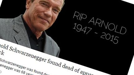 &nbsp; (La fausse mort de l'acteur américain Arnold Schwarzenegger © Capture d'écran MSMBS)