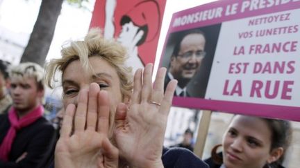 Frigide Barjot, porte-parole du collectif La Manif pour tous, le 15 avril 2013 &agrave; Paris. (KENZO TRIBOUILLARD / AFP)