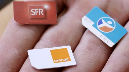 Des cartes SIM&nbsp;de plusieurs op&eacute;rateurs de t&eacute;l&eacute;phoniques fran&ccedil;ais. (MAXPPP)