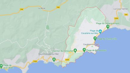 Le départ de feu s'est déroulé entre Rayol et Cavalaire-sur-mer (Var), le 22 août 2021. (CAPTURE ECRAN GOOGLE MAPS)