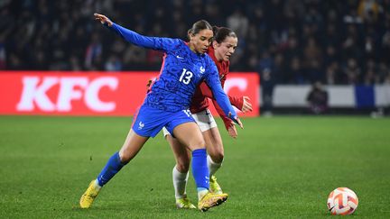 Estelle Cascarino lors du match de l'équipe de France de football contre la Norvège, le 21 février 2023. (JOSSELIN CLAIR / MAXPPP)