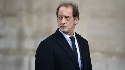 Le comédien Vincent Lindon, le 30 septembre 2019 lors des obsèques de Jacques Chirac à Paris. (MARTIN BUREAU / AFP)