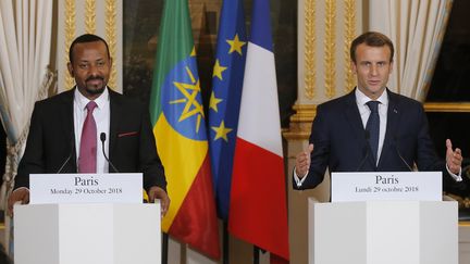 Le président Abiy Ahmed a été reçu à l'Elysée en octobre 2018. (MICHEL EULER / POOL)