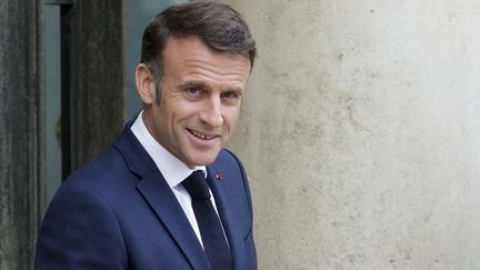 Emmanuel Macron, le 29 mai 2024 à l'Elysée.  (GEOFFROY VAN DER HASSELT/AFP)