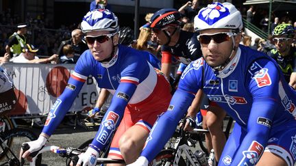  (Arnaud Démare, à gauche, sera très attendu en France avec son maillot Bleu Blanc Rouge de champion de France © MAXPPP)