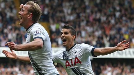 La joie du buteur de Tottenham Harry Kane et de son coéquipier Erik Lamela