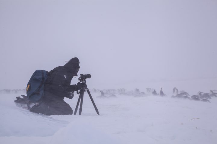 &nbsp; (Les photographes ont parfois dû affronter le grand froid des tempêtes antarctiques © Thibault Rauby)