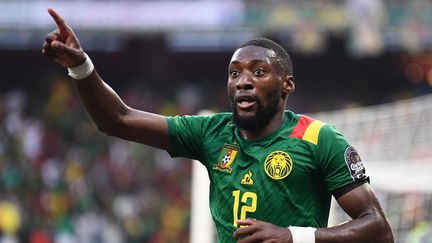 Karl Toko Ekambi a offert le but de la qualification au Mondial 2022 au Cameroun, mardi 29 mars 2022. (CHARLY TRIBALLEAU / AFP)