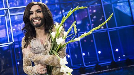 Le travesti barbu autrichien Conchita Wurst&nbsp;apr&egrave;s sa victoire &agrave; l'Eurovision, le 10 mai 2014, &agrave; Copenhague (Danemark).&nbsp; (SCANPIX DENMARK / REUTERS)