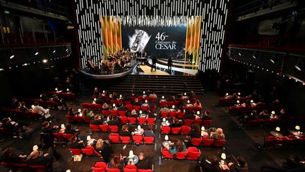 La centaine d'invités de la 46e edition de la cérémonie des César à l'Olympia le 12 mars 2021.&nbsp; (BERTRAND GUAY / AFP)