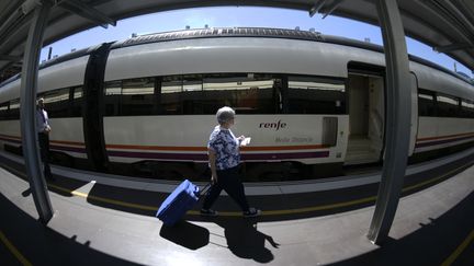 Un train de la&nbsp;compagnie ferroviaire espagnole Renfe en gare à Madrid (Espagne), le 5 septembre 2019.&nbsp; (GABRIEL BOUYS / AFP)