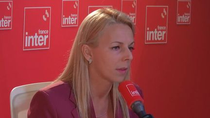 Edwige Diaz, vice-présidente du Rassemblement national, sur France Inter, le 31 octobre 2024. (FRANCE INTER / RADIO FRANCE)