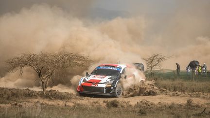 Kalle Rovanperä lors du rallye du Kenya, le 25 juin 2022. (BRIAN OTIENO / ANADOLU AGENCY)