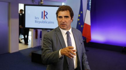 Le patron des Républicains, Christian Jacob, lors d'une conférence de presse, dans les locaux du parti, à Paris, le 9 juin 2021. (GEOFFROY VAN DER HASSELT / AFP)