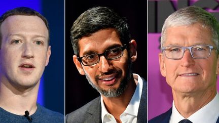 Les patrons de Facebook, Google, Apple et Amazon. (BERTRAND GUAY / AFP)