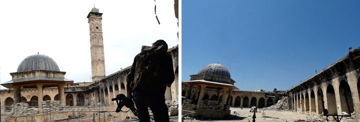 Le minaret de la mosqu&eacute;e des Omeyyades d'Alep a &eacute;t&eacute; d&eacute;truit le 24 avril 2013. (JALAL AL-HALABI / AFP)