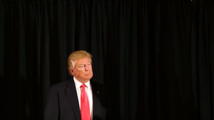 Donald Trump, le 2 février 2016, à Milford, dans l'Iowa (Etats-Unis). (JOE RAEDLE / GETTY IMAGES NORTH AMERICA / AFP)