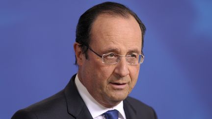 Le pr&eacute;sident, Fran&ccedil;ois Hollande, le 21 mars 2014, &agrave; Bruxelles (Belgique). (ALAIN JOCARD / AFP)