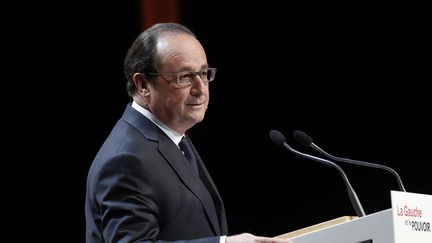 François Hollande lors de la conférence "La gauche et le pouvoir", à la Fondation Jean-Jaurès, à Paris, le 3 mai 2016. (PHILIPPE WOJAZER / AFP)