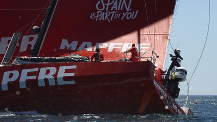 Le voilier espagnol Mapfre, en tête de la Volvo Ocean Race 2017. (RODGER BOSCH / AFP)