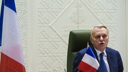 Le ministre des Affaires étrangères, Jean-Marc Ayrault, donne une conférence de presse à Riyad (Arabie saoudite), le 24 janvier 2017. (FAYEZ NURELDINE / AFP)