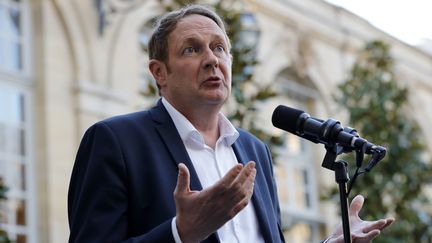 Laurent Escure, le secrétaire général de l’Unsa, le 18 décembre 2019 à Matignon. (THOMAS SAMSON / AFP)