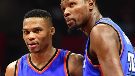 Russell Westbrook et Kevin Durant (Oklahoma City Thunder) (HARRY HOW / GETTY IMAGES NORTH AMERICA)