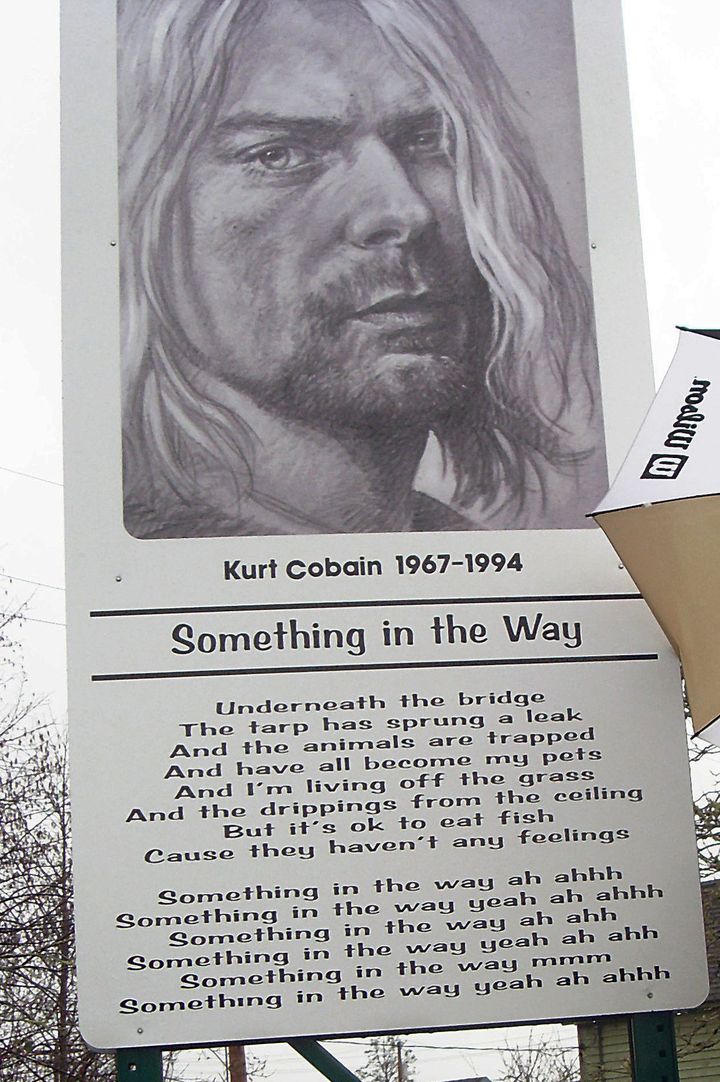 Kurt Cobain : plaque commémorative à Aberdeen
 (MARCO MIERKE / DPA / DPA/AFP)