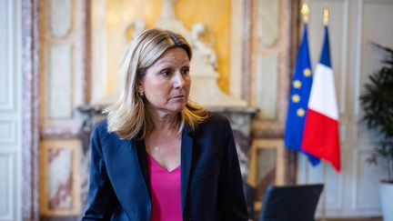 La présidente de l'Assemblée nationale, Yaël Braun-Pivet, à Paris, le 26 février 2024. (AMAURY CORNU / HANS LUCAS / AFP)