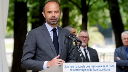 Le Premier ministre Édouard Philippe lors de la cérémonie commémorative pour le 170e anniversaire de l'abolition de l'esclavage, le 10 mai 2018 à Paris. (FRANCOIS GUILLOT / AFP)