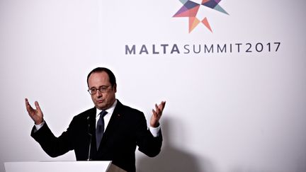 François Hollande, le 3 février 2017 à La Valette (Malte).&nbsp; (ALEXANDROS MICHAILIDIS / SOOC / AFP)