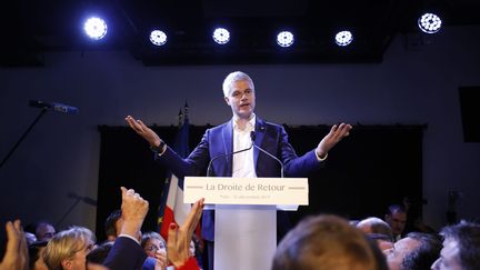 Laurent Wauquiez, élu dès le premier tour président de son parti, Les Républicains, le 10 décembre 2017 à Paris. (MAXPPP)